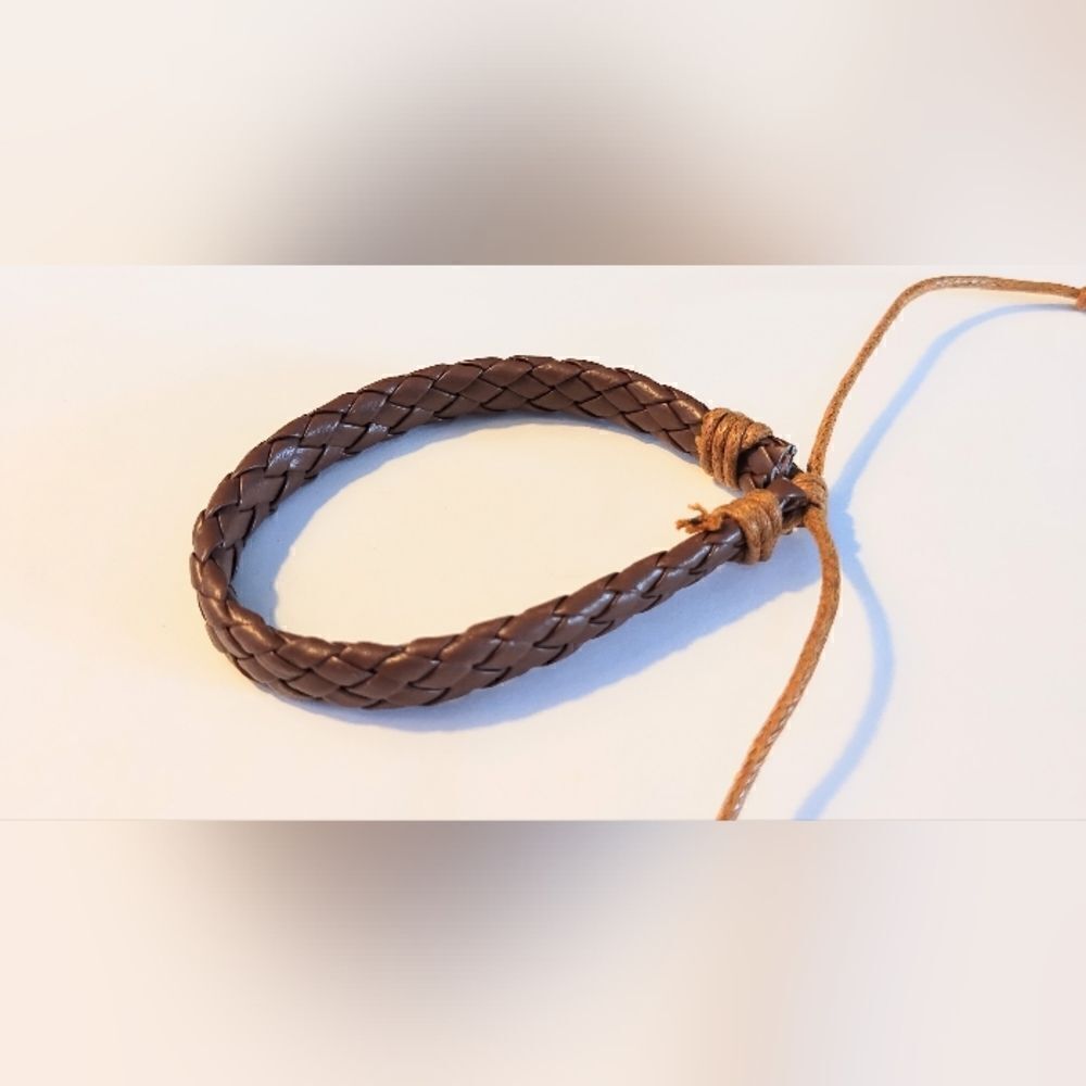 Men's‎ bracelet leather braided brown new d61